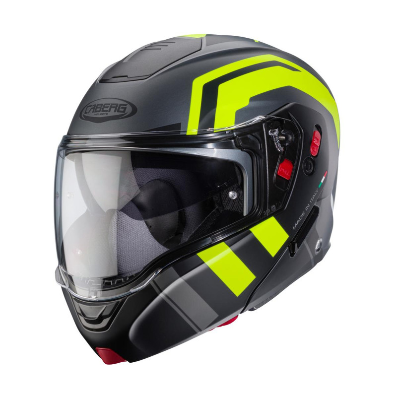 CABERG PROMOCJA KASK SZCZĘKOWY FLIP-UP MODEL HORUS X ROAD KOLOR SZARY MAT/CZARNY/ŻÓŁTY FLUO ROZMIAR M (PINLOCK W ZESTAWIE)