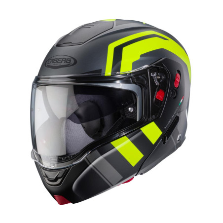 CABERG PROMOCJA KASK SZCZĘKOWY FLIP-UP MODEL HORUS X ROAD KOLOR SZARY MAT/CZARNY/ŻÓŁTY FLUO ROZMIAR XL (PINLOCK W ZESTAWIE)