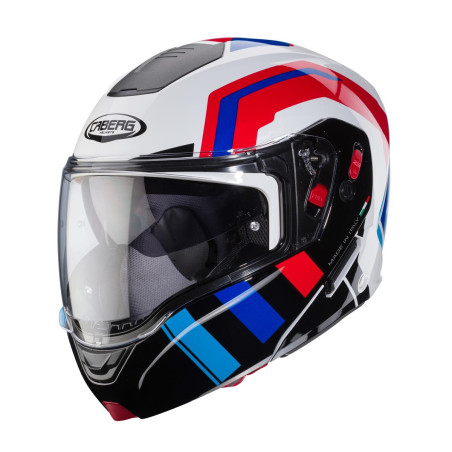 CABERG PROMOCJA KASK SZCZĘKOWY FLIP-UP MODEL HORUS X ROAD KOLOR BIAŁY/CZARNY/CZERWONY/NIEBIESKI ROZMIAR M (PINLOCK W ZESTAWIE)