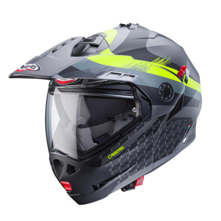 CABERG KASK SZCZĘKOWY FLIP-UP ENDURO MODEL TOURMAX X SARABE KOLOR SZARY MAT/CZARNY/ŻÓŁTY FLUO ROZMIAR L (PINLOCK W ZESTAWIE)