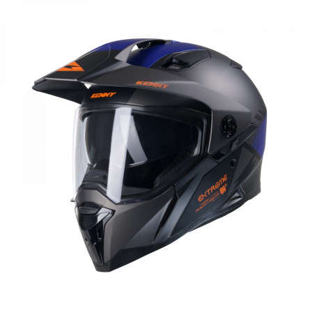 KENNY RACING KASK DUAL ADVENTURE MODEL EXTREME GRAPHIC GUNMETAL MATT KOLOR CZARNY/SZARY/NIEBIESKI ROZMIAR M (57 - 58 CM)