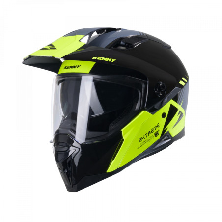 KENNY RACING KASK DUAL ADVENTURE MODEL EXTREME GRAPHIC NEON YELLOW KOLOR CZARNY/SZARY/ŻÓŁTY ROZMIAR XL (61 - 62 CM)