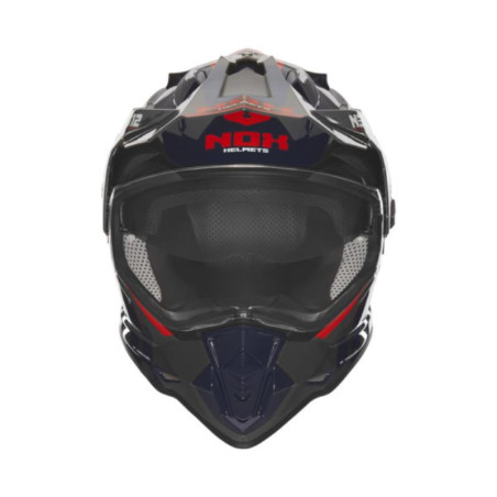NOX PROMOCJA KASK OFFROAD / TRAIL DUOSPORT (DUAL) N312 VAPOR Z SZYBKĄ I BLENDĄ KOLOR NIEBIESKI/CZARNY/CZERWONY ROZMIAR XS