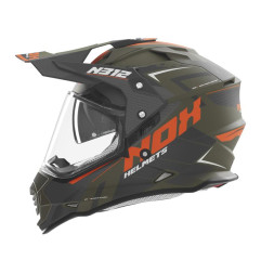 NOX PROMOCJA KASK OFFROAD / TRAIL DUOSPORT (DUAL) N312 VAPOR Z SZYBKĄ I BLENDĄ KOLOR POMARAŃCZOWY/KHAKI/SZARY MAT ROZMIAR XS