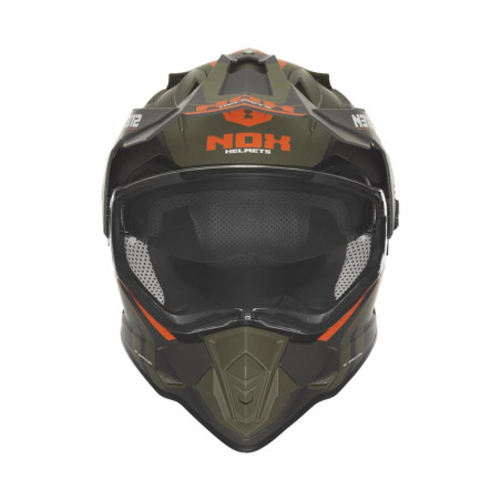 NOX PROMOCJA KASK OFFROAD / TRAIL DUOSPORT (DUAL) N312 VAPOR Z SZYBKĄ I BLENDĄ KOLOR POMARAŃCZOWY/KHAKI/SZARY MAT ROZMIAR S