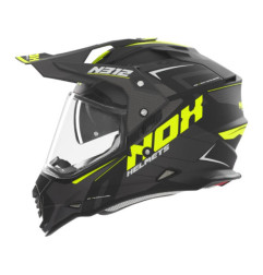 NOX PROMOCJA KASK OFFROAD / TRAIL DUOSPORT (DUAL) N312 VAPOR Z SZYBKĄ I BLENDĄ KOLOR CZARNY/ZÓŁTY FLUO MAT ROZMIAR XS