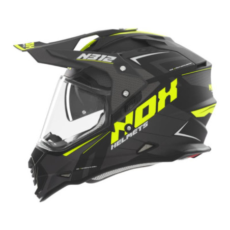 NOX PROMOCJA KASK OFFROAD / TRAIL DUOSPORT (DUAL) N312 VAPOR Z SZYBKĄ I BLENDĄ KOLOR CZARNY/ZÓŁTY FLUO MAT ROZMIAR XS