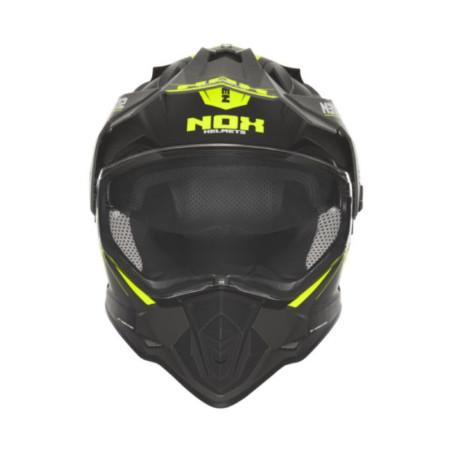 NOX PROMOCJA KASK OFFROAD / TRAIL DUOSPORT (DUAL) N312 VAPOR Z SZYBKĄ I BLENDĄ KOLOR CZARNY/ZÓŁTY FLUO MAT ROZMIAR XS