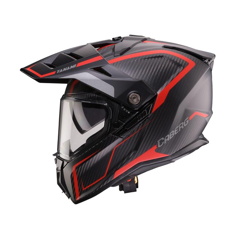 CABERG 2026 KASK OFFROAD / TRAIL / ADVENTURE DUOSPORT (DUAL) TANAMI CARBON GRAVITY KOLOR CZERWONY/SZARY ROZMIAR M