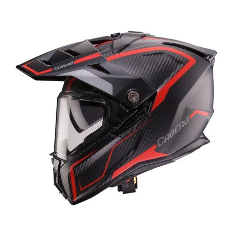 CABERG 2026 KASK OFFROAD / TRAIL / ADVENTURE DUOSPORT (DUAL) TANAMI CARBON GRAVITY KOLOR CZERWONY/SZARY ROZMIAR M
