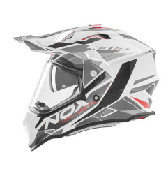 NOX PROMOCJA KASK OFFROAD / TRAIL DUOSPORT (DUAL) N312 TRACK Z SZYBKĄ I BLENDĄ KOLOR CZERWONY/BIAŁY ROZMIAR M