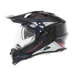 NOX PROMOCJA KASK OFFROAD / TRAIL DUOSPORT (DUAL) N312 TRACK Z SZYBKĄ I BLENDĄ KOLOR CZARNY/CZERWONY/NIEBIESKI ROZMIAR S