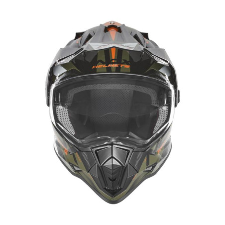 NOX PROMOCJA KASK OFFROAD / TRAIL DUOSPORT (DUAL) N312 TRACK Z SZYBKĄ I BLENDĄ KOLOR POMARAŃCZOWY/ZIELONY (KHAKI) ROZMIAR XL