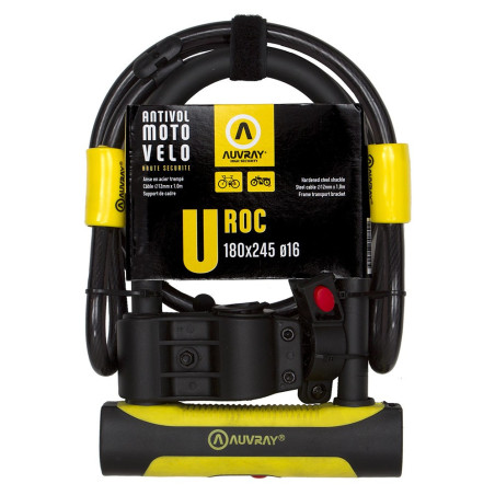 AUVRAY zapięcie U-LOCK U-ROC z linką 100cm - 180 x 245mm, średnica bolca 14mm, średnica linki 12mm