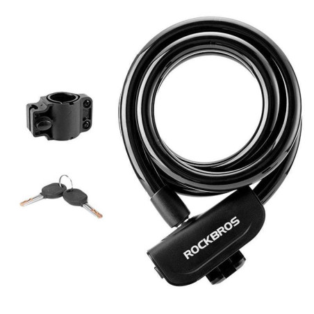 Zapięcie rowerowe, linka, na kluczyk ROCKBROS RKS515-BK czarne