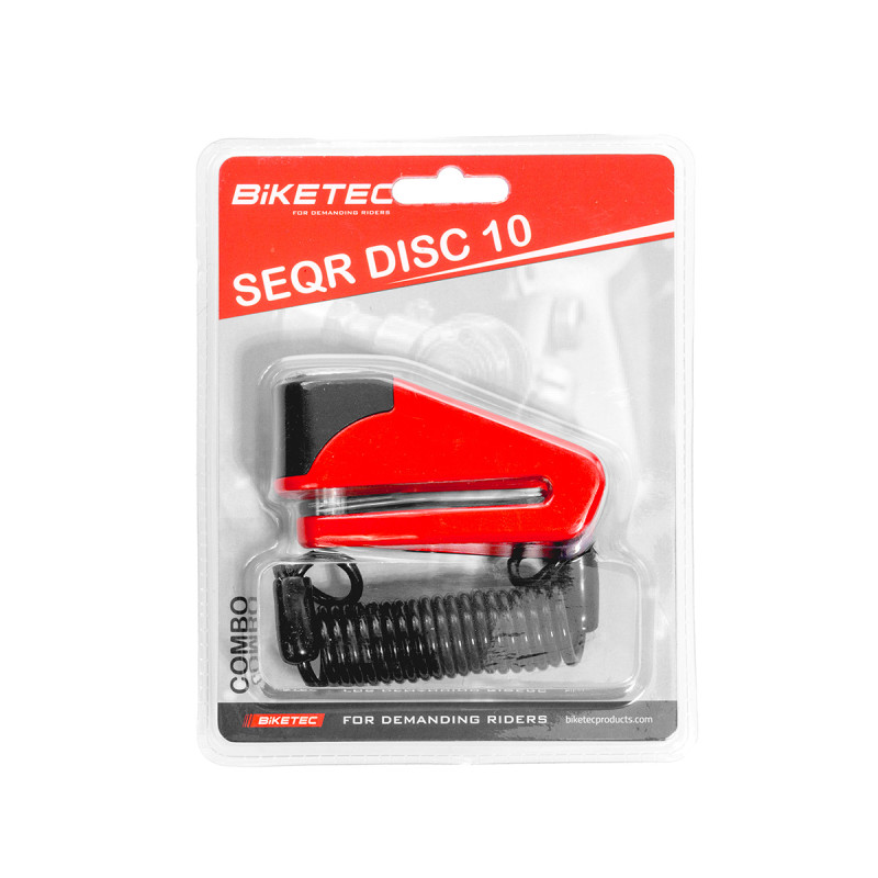 BIKETEC SEQR BLOKADA TARCZY HAMULCOWEJ- BOLEC/TRZPIEŃ 10MM, ROZMIAR: 98,5MM X 53,6MM, 3KLUCZE, LINKA ZABEZPIECZAJĄCA