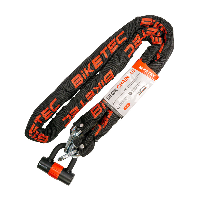 BIKETEC SEQR ŁAŃCUCH CP 2M Z KŁÓDKĄ 3KLUCZE OCZKO 10MM