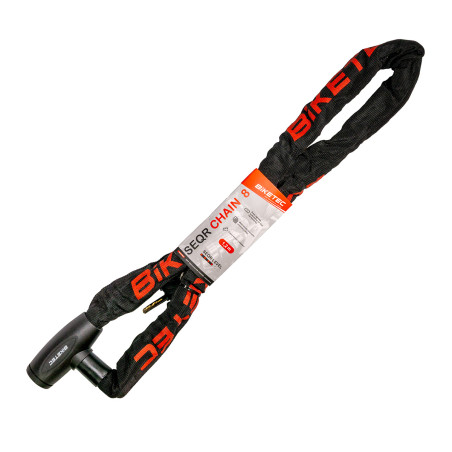 BIKETEC SEQR ŁAŃCUCH CP 1,2M, OCZKO 8MM, WBUDOWANA KŁÓDKA 3 KLUCZE, CZARNA OTULINA