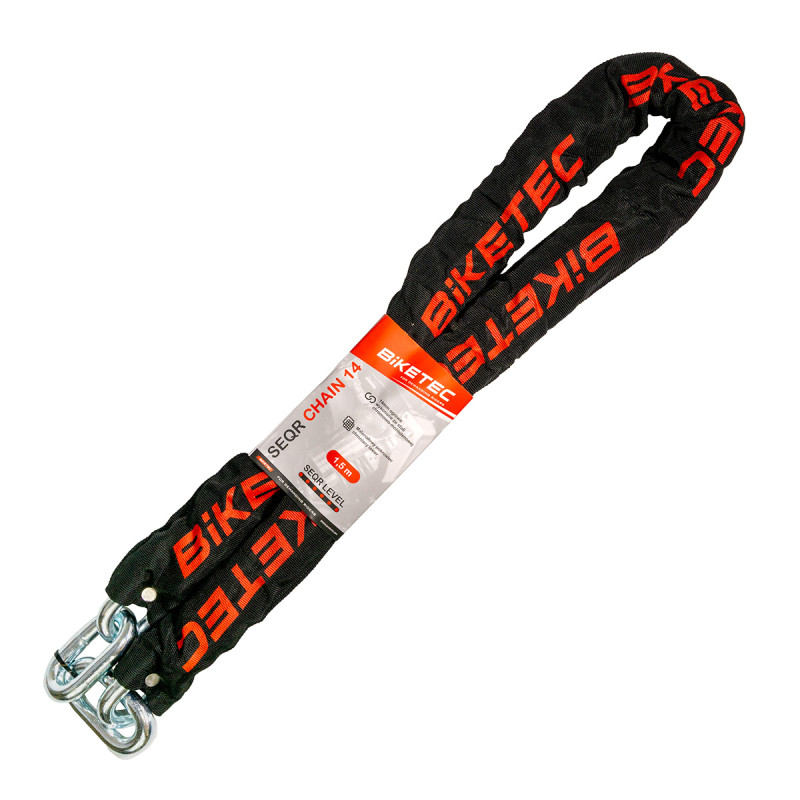 BIKETEC SEQR ŁAŃCUCH 1,5M, OCZKO 14MM, CZARNA OTULINA