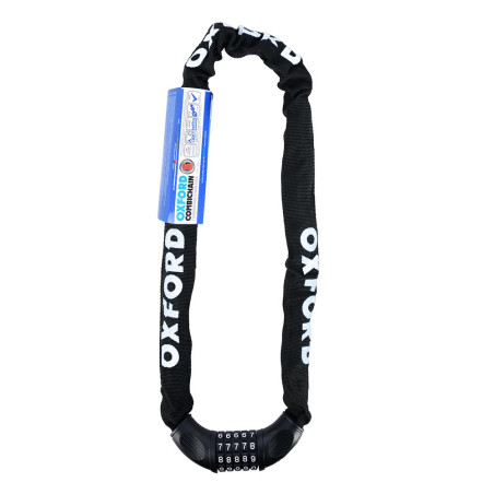 OXFORD PROMOCJA ŁAŃCUCH ZABEZPIECZENIE ANTYKRADZIEŻOWE COMBI CHAIN 6MM x 0,9M (OCZKO 6MM) - (ZAMKNIĘCIE NA SZYFR)