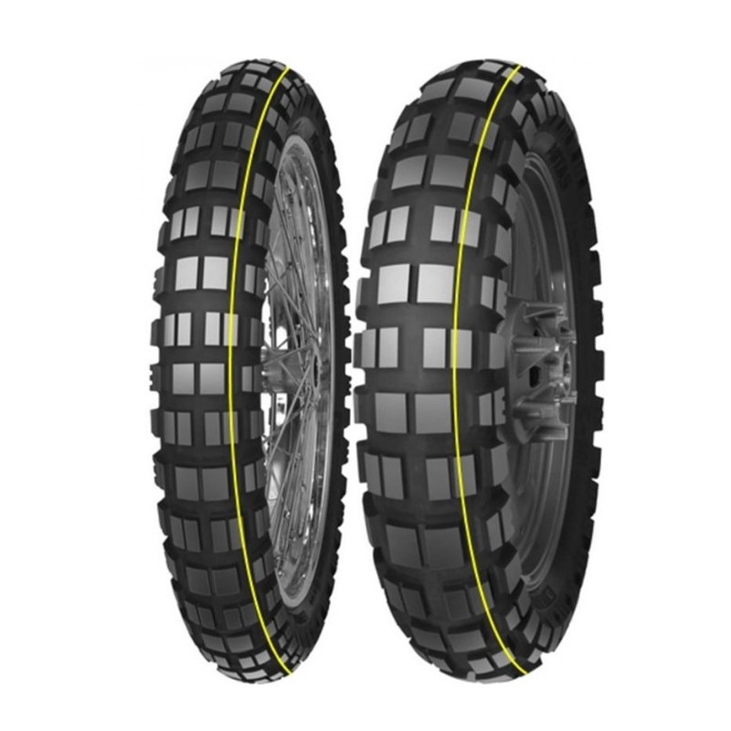 MITAS OPONA 110/80B19 E-10 59T TL DAKAR (ŻÓŁTY PASEK) PRZÓD DOT 04-05/2023 (24443) wycofane