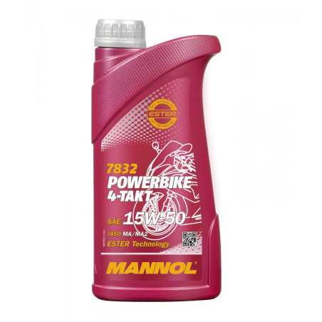 MANNOL OLEJ SILNIKOWY 4T MOTORBIKE 15W50 1L ESTER + MA2 SEMISYNTETYK (7832) (20)