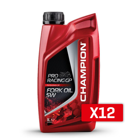 CHAMPION OLEJ DO TELESKOPÓW / AMORTYZATORÓW / ZAWIESZENIA PRORACING GP FORK OIL 5W 1L SYNTETYCZNY (AKC) - KARTON 12 SZT.