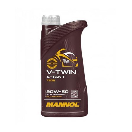 MANNOL OLEJ SILNIKOWY 4T V-TWIN 20W50 1 L MA2 FULLSYNTETYK (JASO MA/MA2, API SL) (20)