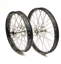 REX WHEELS KOMPLETNE KOŁO PRZEDNIE 21 CALI REX 21-1,60 CZARNA FELGA/SREBRNA PIASTA 22MM DO KTM, HUSQVARNA SX, SX-F, EXC, TC,TE,