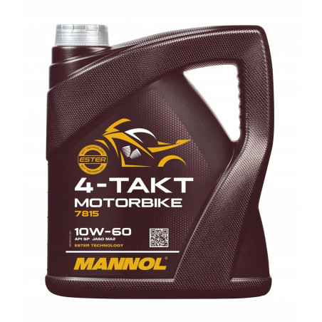 MANNOL OLEJ SILNIKOWY 4T MOTORBIKE 10W60 4L SYNTETYCZNY ESTER TECHNOLOGY (JASO MA/MA2) (7815) (20)
