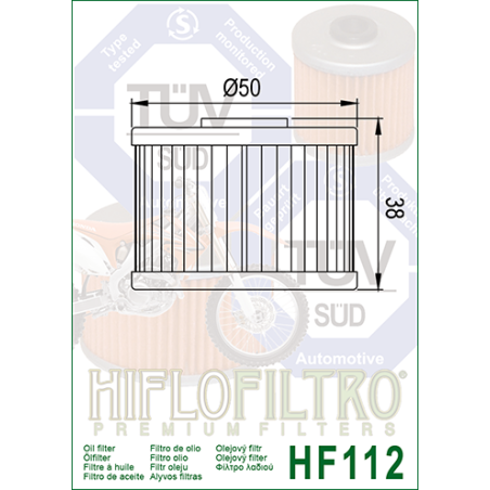 HIFLO FILTR OLEJU HF 112 GAS GAS, HONDA, KAWASAKI, POLARIS, SUZUKI (50)