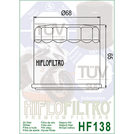 HIFLO FILTR OLEJU HF 138 GSX/GSXR/SV/TL/VZ/VS/DL (50)