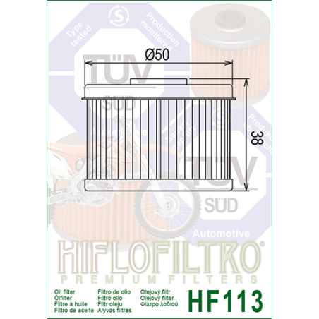 HIFLO FILTR OLEJU HF 113 HONDA TRX 250/300/350/400/450/500 (50)