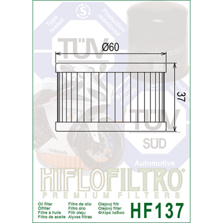 HIFLO FILTR OLEJU HF 137 SUZUKI DR 600/650/750/800 (50)