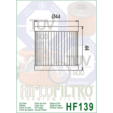 HIFLO FILTR OLEJU HF 139 DRZ 400/ LTZ 400/LTR450 (50)