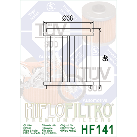 HIFLO FILTR OLEJU HF 141 YZF/WRF YZF125R/YP125/WR125R,X/XG250 (50) JUNAK 125 4T