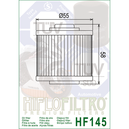 HIFLO FILTR OLEJU HF 145 XT/XV/XVS/TDM (50)