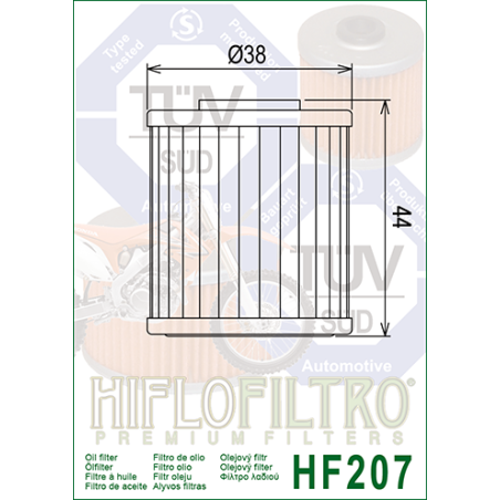 HIFLO FILTR OLEJU HF 207 KXF 250 04-24, RMZ 250/450 04-24 (50)