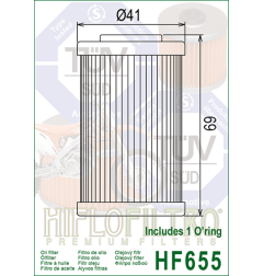 HIFLO FILTR OLEJU HF 655 SXF/EXCF 250 '06-'12, EXC450/500, HUSABERG '09-'12 (50)