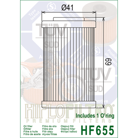 HIFLO FILTR OLEJU HF 655 SXF/EXCF 250 '06-'12, EXC450/500, HUSABERG '09-'12 (50)