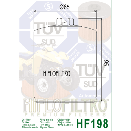 HIFLO FILTR OLEJU HF 198 POLARIS 570/600/700/800/900, VICTORY (50)