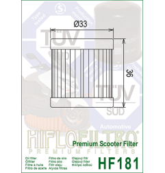 HIFLO FILTR OLEJU HF 181 APRILIA 125/ PIAGGIO 125 (50)