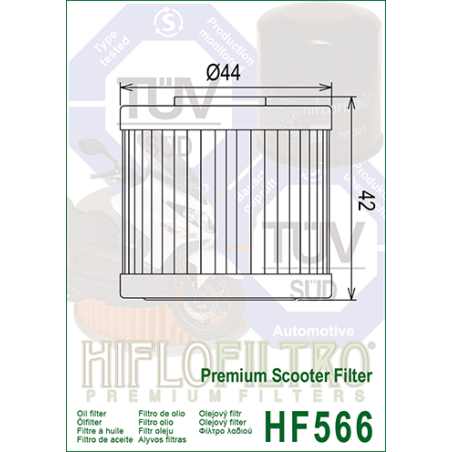 HIFLO FILTR OLEJU HF 566 KYMCO 125/150/200/300 SKUTERY (50)