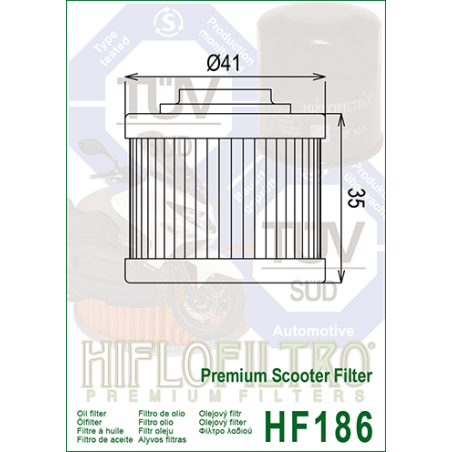 HIFLO FILTR OLEJU HF 186 APRILIA SCARABEO 125/200 (50)
