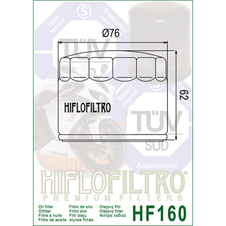 HIFLO FILTR OLEJU HF 160 BMW K1200/1300, S1000RR, F 650/700/800 GS 07-16 (50)