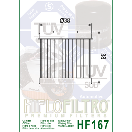 HIFLO FILTR OLEJU HF 167 DAELIM (50)