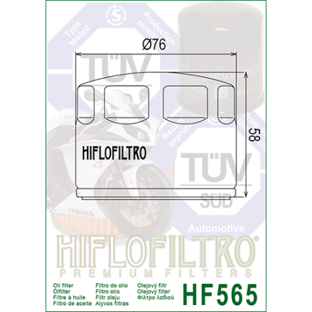 HIFLO FILTR OLEJU HF 565 APRILIA 750/850/1200 GILERA GP800 (50)