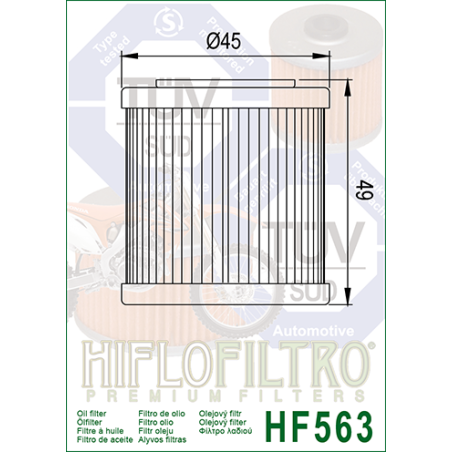 HIFLO FILTR OLEJU HF 563 APRILIA, HUSQVARNA, SWM 300/500 (50)