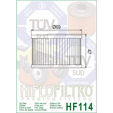 HIFLO FILTR OLEJU HF 114 HONDA TRX 420 09-15 (50)