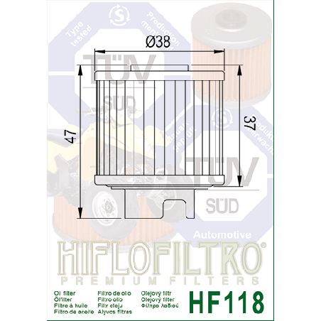 HIFLO FILTR OLEJU HF 118 HONDA ATC 125 86-87, TRX 125 87-88, PIT BIKES (50)